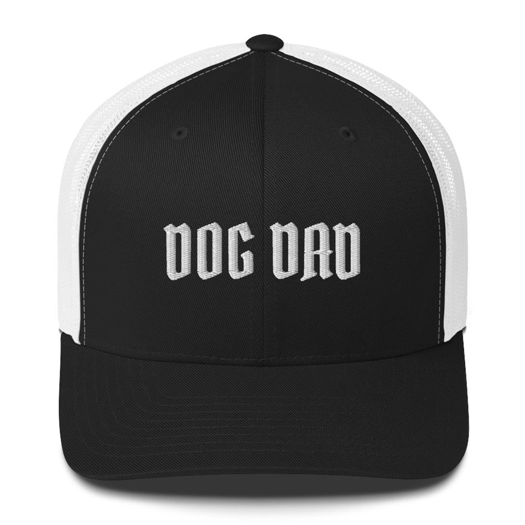 Dog dad trucker hat mode for German shepherd lovers and owners, black and white color - GSD Colony