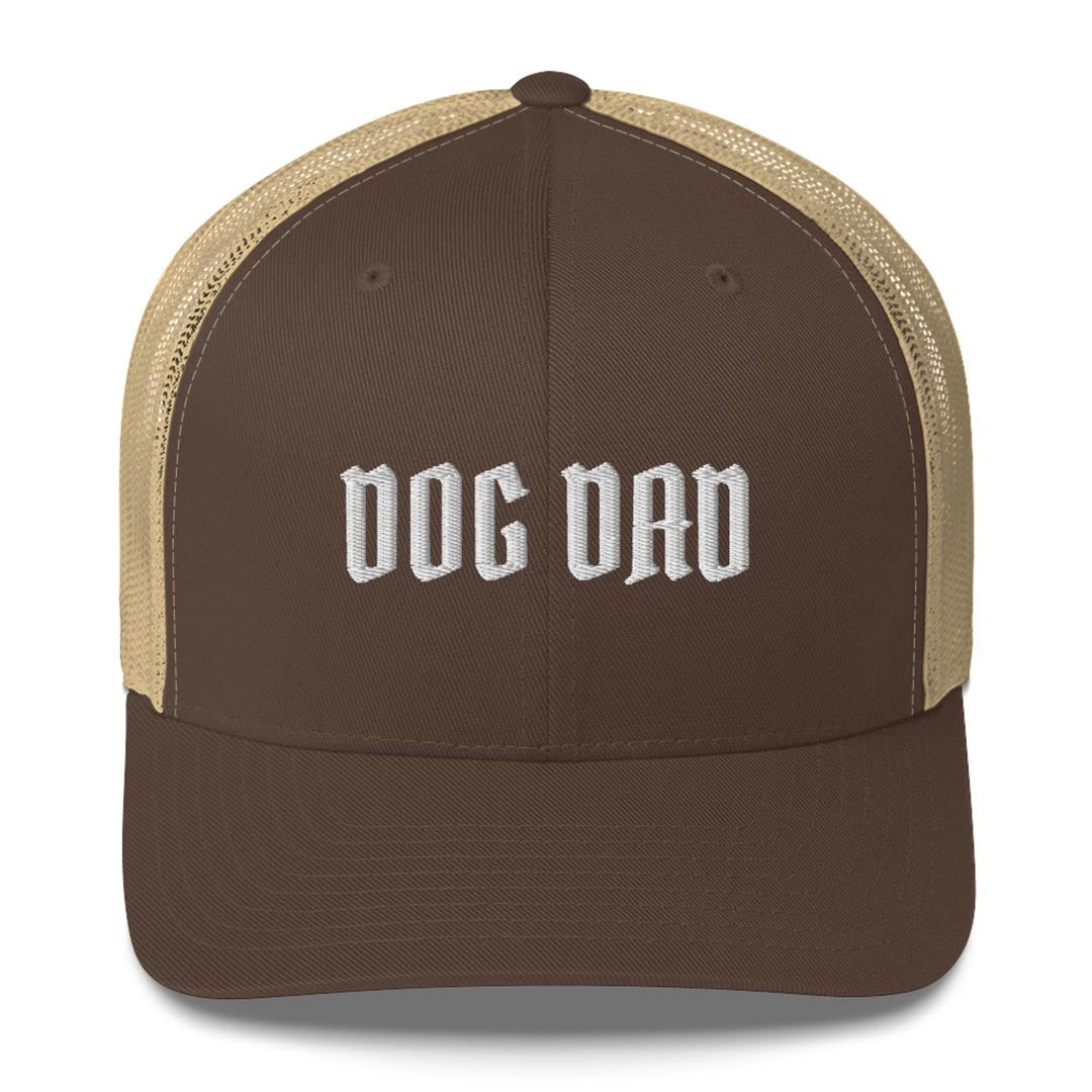 Dog dad trucker hat mode for German shepherd lovers and owners, brown color - GSD Colony