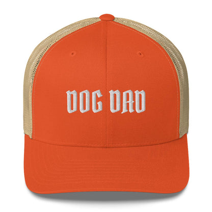 Dog dad trucker hat mode for German shepherd lovers and owners, orange color - GSD Colony