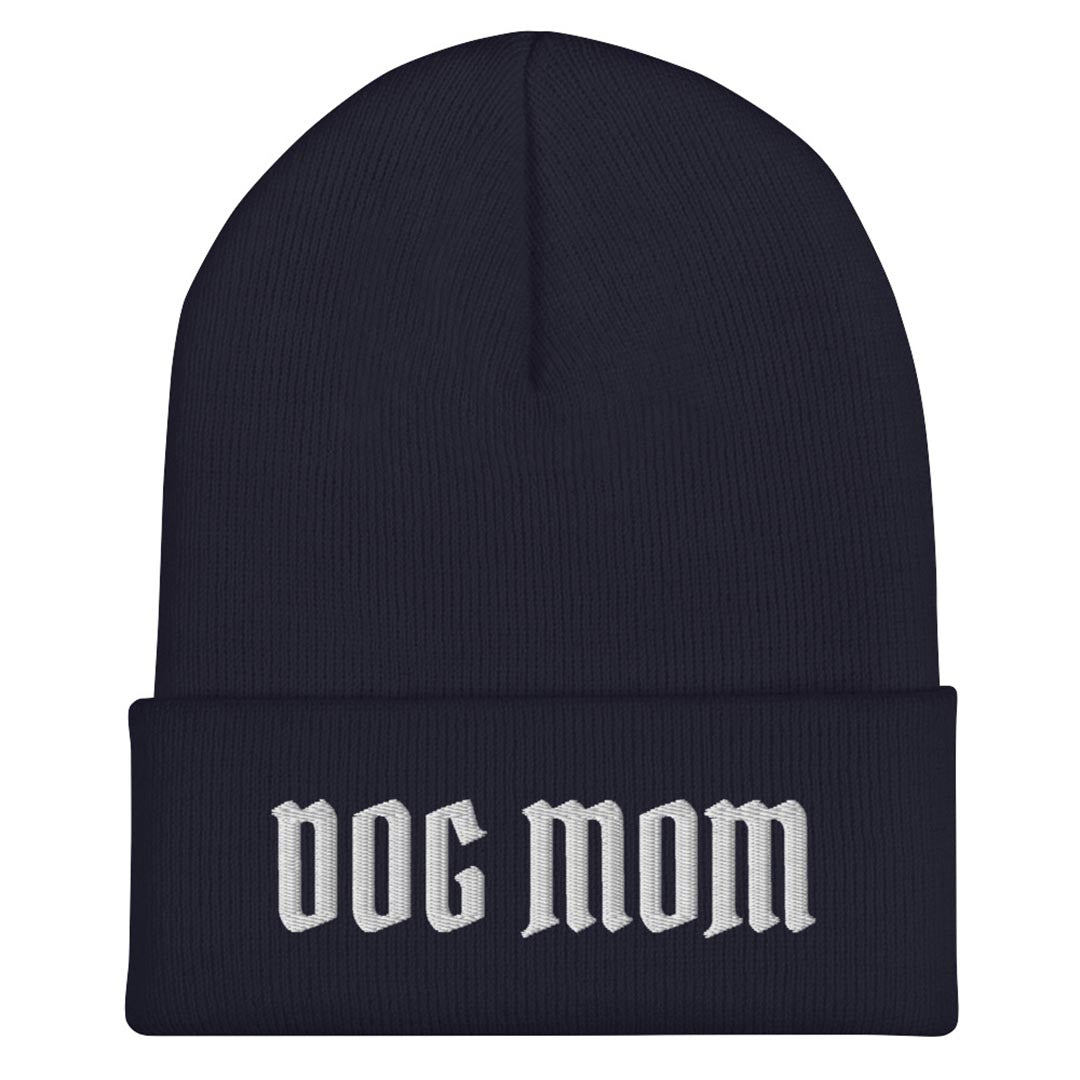Dog mom beanie hat made for German Shepherd lovers and owners, navy blue color - GSD Colony