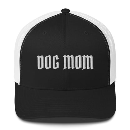 Dog mom trucker hat made for German Shepherd lovers and owners, black and white color - GSD Colony