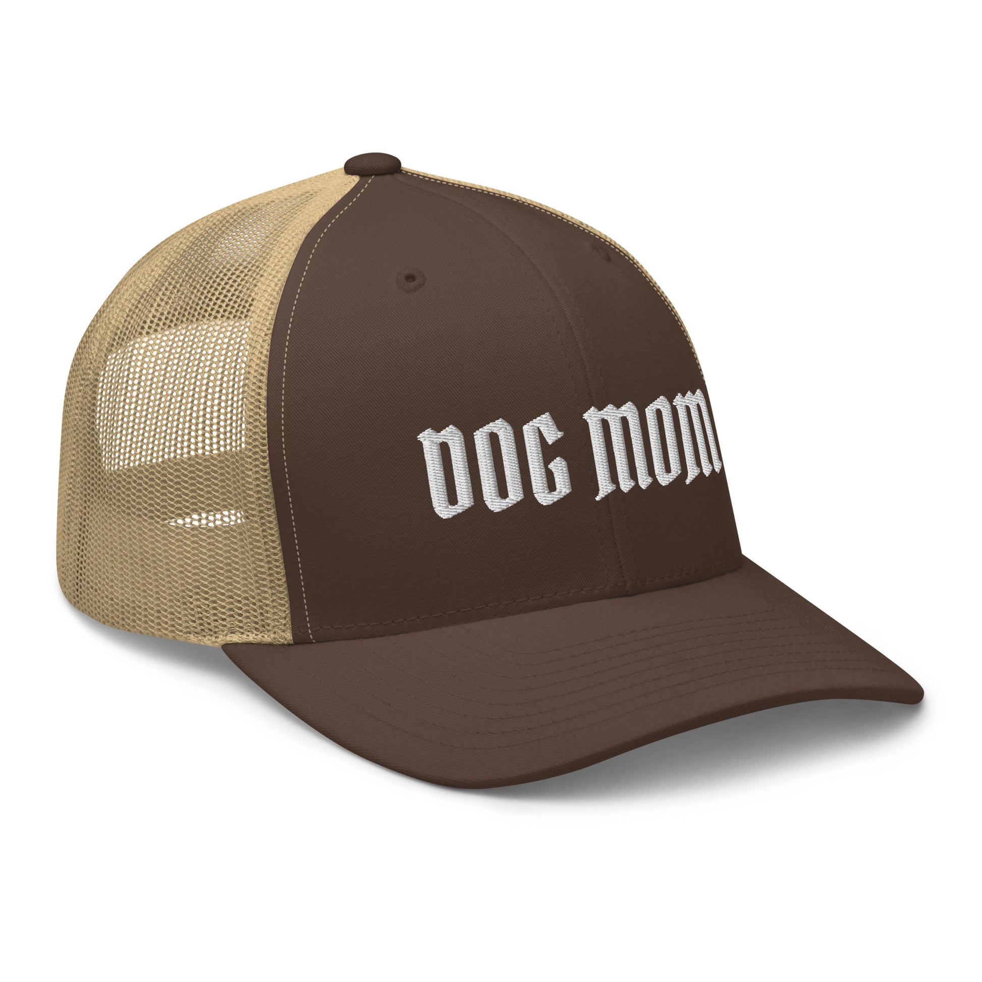 Dog mom trucker hat made for German Shepherd lovers and owners, brown color - GSD Colony