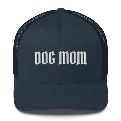 Dog mom trucker hat made for German Shepherd lovers and owners, navy blue color - GSD Colony