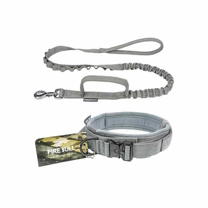 Grey tactical collar and leash set for German Shepherd