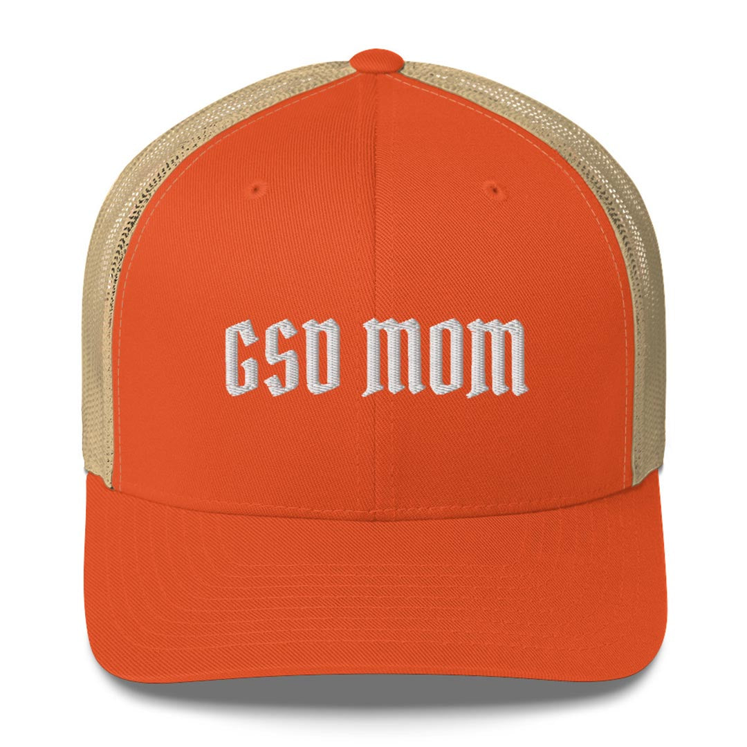 GSD Mom trucker hat made for German Shepherd lovers and owners, orange color - GSD Colony