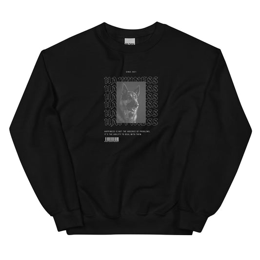 Happiness sweatshirt for German Shepherd lovers and owners, black color - GSD Colony
