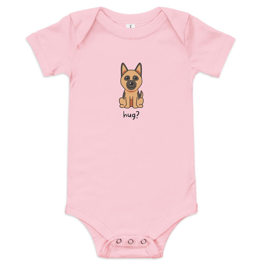Hug? Baby short sleeve one piece made for German Shepherd lovers and owners, pink color - GSD Colony