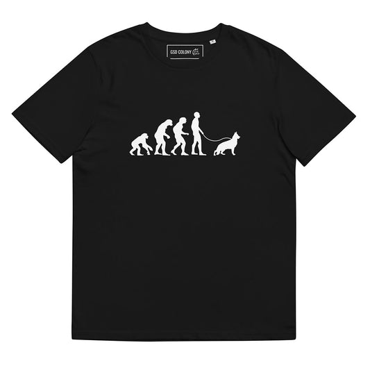 Human and German Shepherd evolution T-Shirt for GSD Lovers and owners black color - GSD Colony
