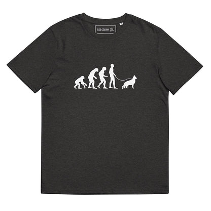 Human and German Shepherd evolution T-Shirt for GSD Lovers and owners grey color - GSD Colony