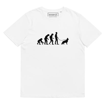 Human and German Shepherd evolution T-Shirt for GSD Lovers and owners white color - GSD Colony