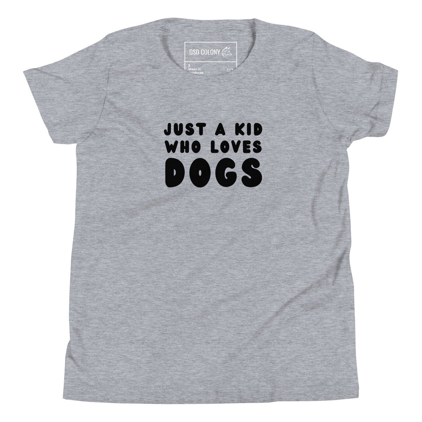Just a kid who loves dogs kid tshirt for German Shepherd lovers, grey color - GSD Colony