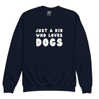 Just a kid who loves dogs sweatshirt for German Shepherd lovers, navy blue color - GSD Colony