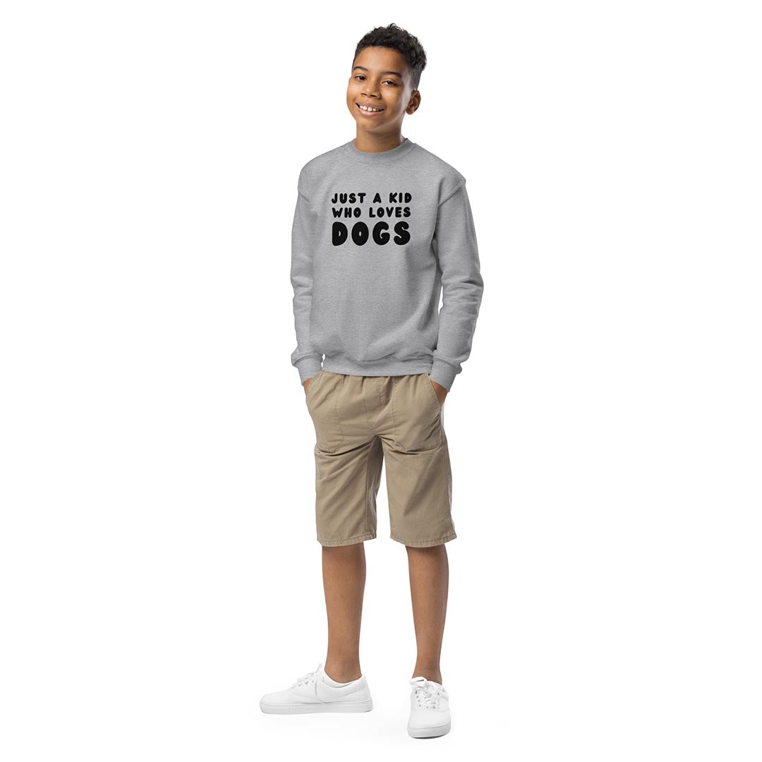 Just a kid who loves dogs sweatshirt for German Shepherd lovers, grey color - GSD Colony