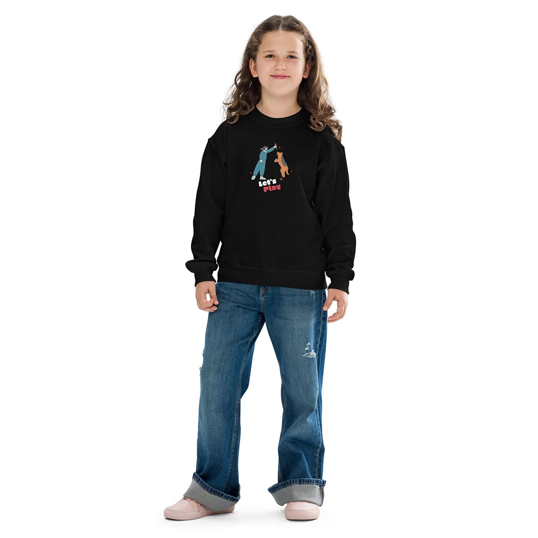 Kid in Let's play kid sweatshirt made for German Shepherd lovers, black color - GSD Colony