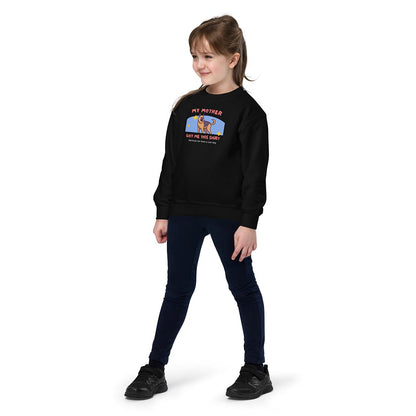 Model in My mother got me this shirt sweatshirt for kids, black color - GSD Colony