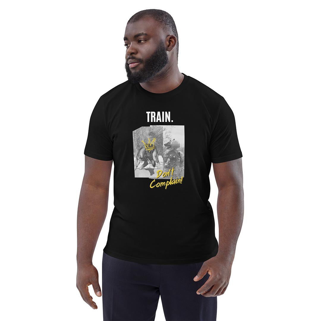 Man in Train, Don't Complain German Shepherd Tshirt for lovers and owners, black color - GSD Colony