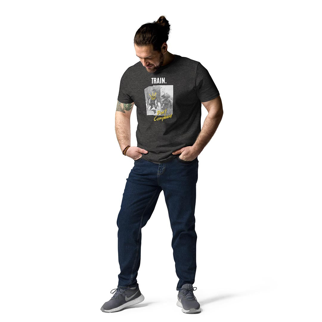 Man in Train, Don't Complain German Shepherd Tshirt for lovers and owners, grey color - GSD Colony