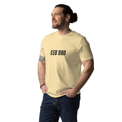 Model in GSD Dad T-Shirt Made for German Shepherd lovers and owners, yellow color - GSD Colony