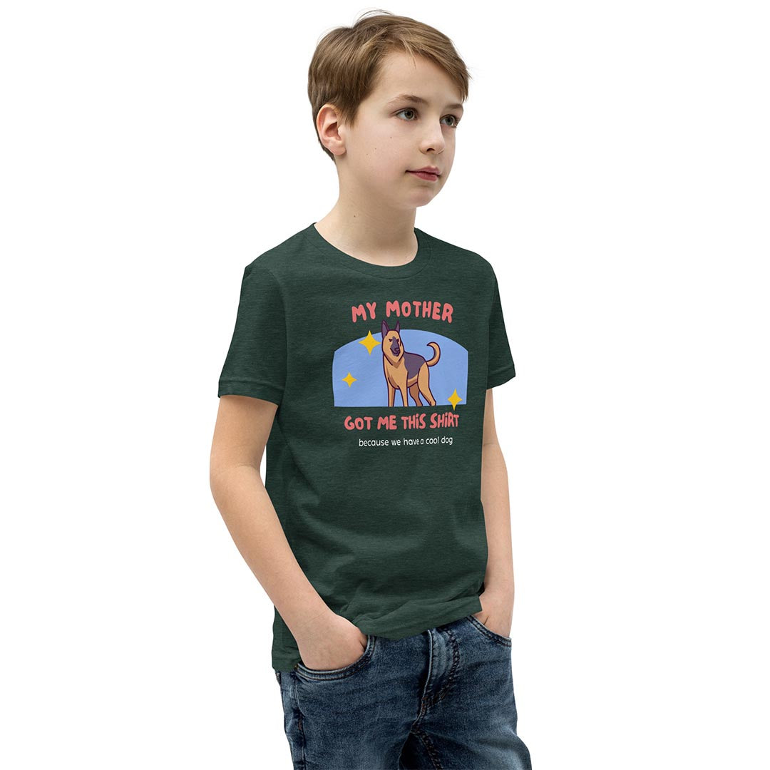 My mother got me this tshirt kid shirt for German Shepherd lovers, green color - GSD Colony