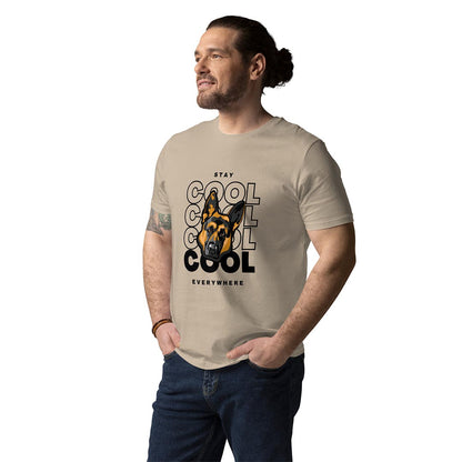 Model in Stay cool German Shepherd T-Shirt, Beige color - GSD Colony