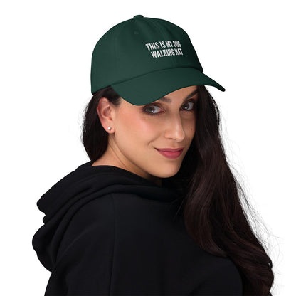 Model with This is my dog walking hat made for German Shepherd lovers and owners, green color - GSD Colony