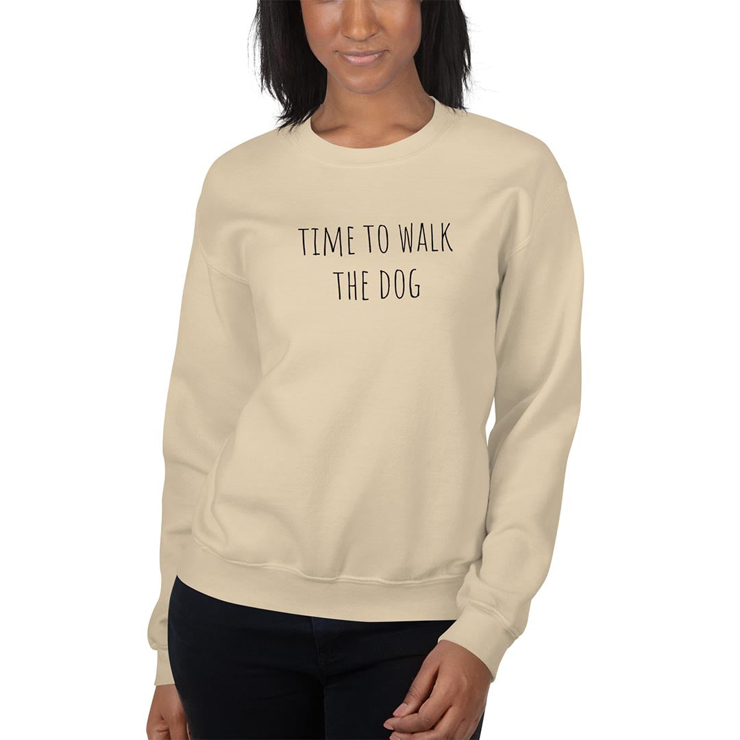 Model in Time to walk the dog German Shepherd lovers Sweatshirt beige color - GSD Colony