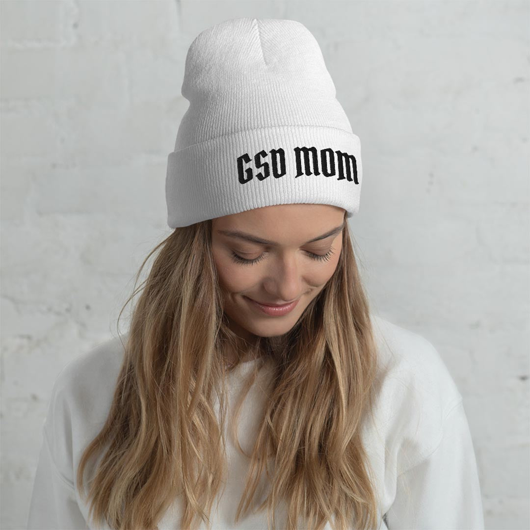 GSD Mom Beanie hat made for German Shepherd lovers and owners, white color - GSD Colony