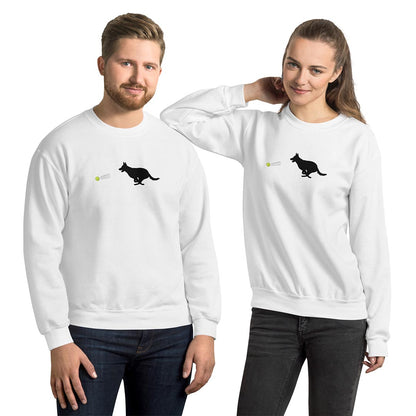 Models in Ball chaser German Shepherd lovers sweatshirt white color - GSD Colony