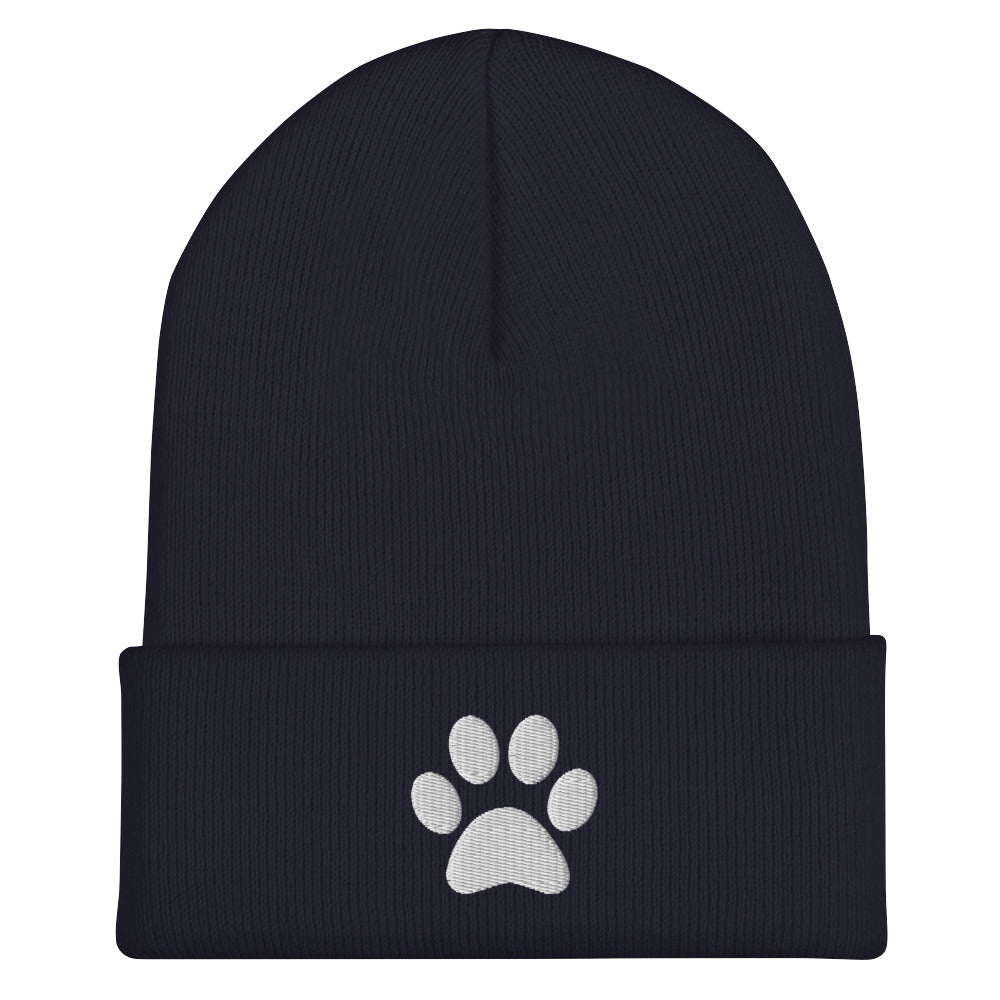 Paw Beanie hat for German Shepherd lovers and owners, navy blue color - GSD Colony