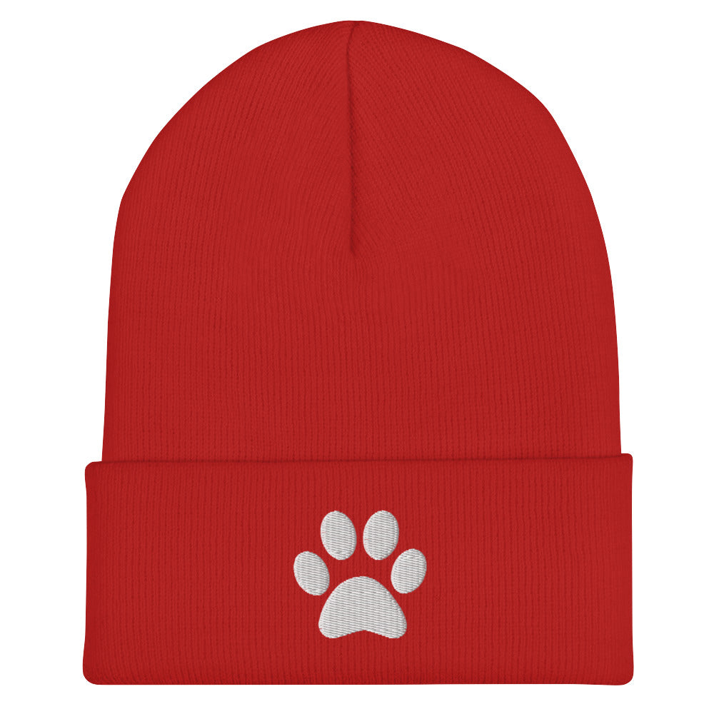 Paw Beanie hat for German Shepherd lovers and owners, red color - GSD Colony