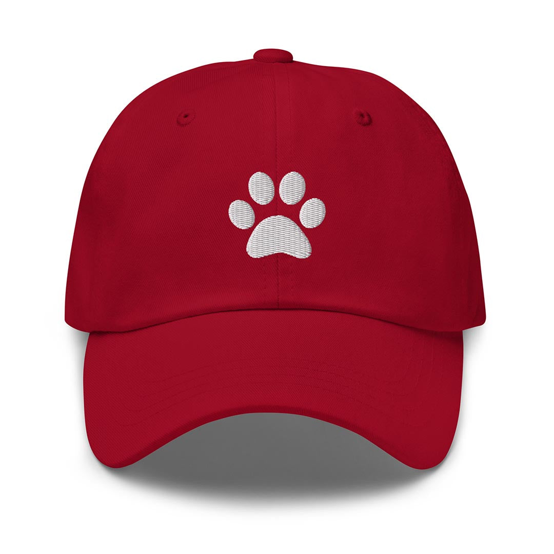 Paw print dad hat made for German Shepherd lovers and owners, red color - GSD Colony