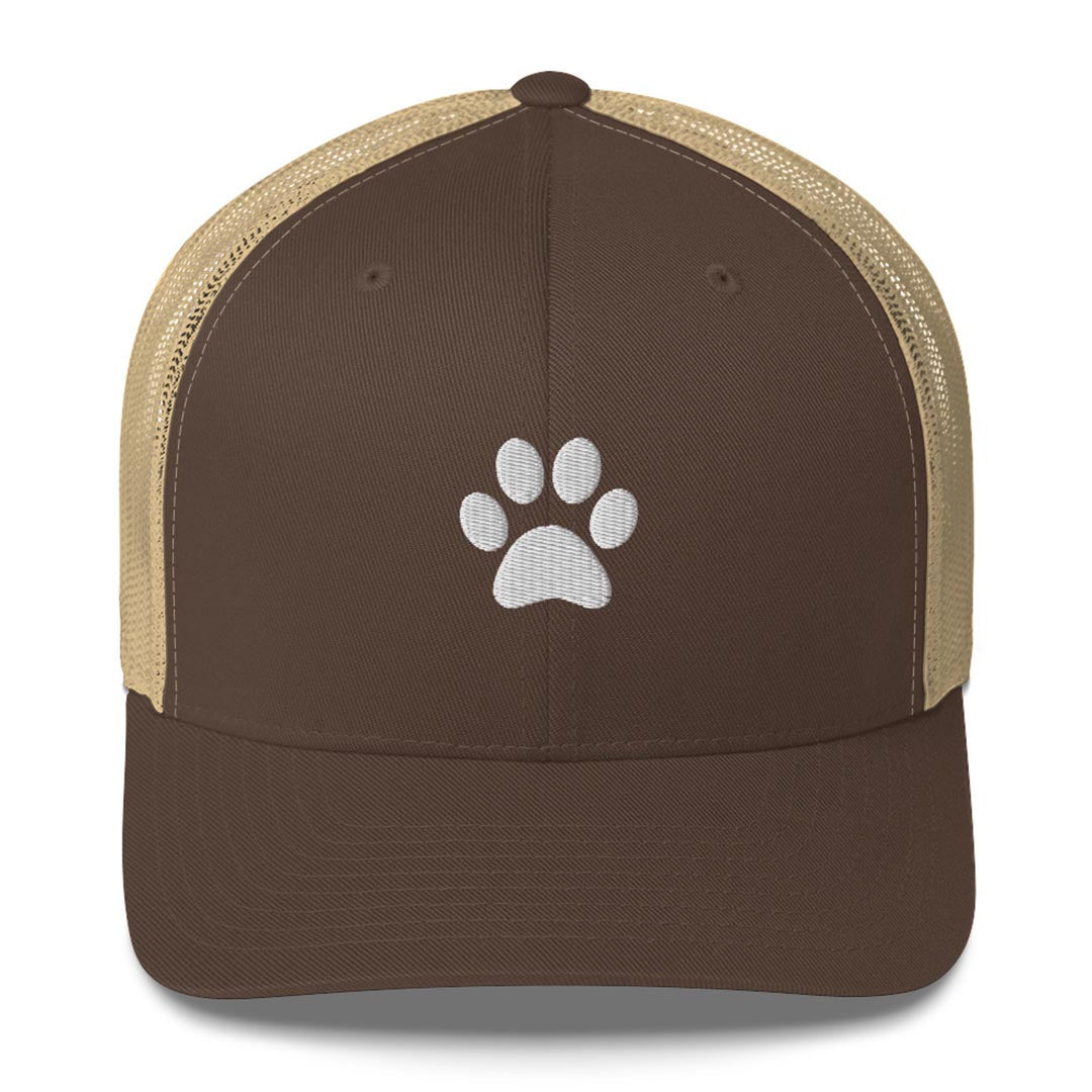 Paw print trucker cap made for German Shepherd lovers and owners, brown color - GSD Colony