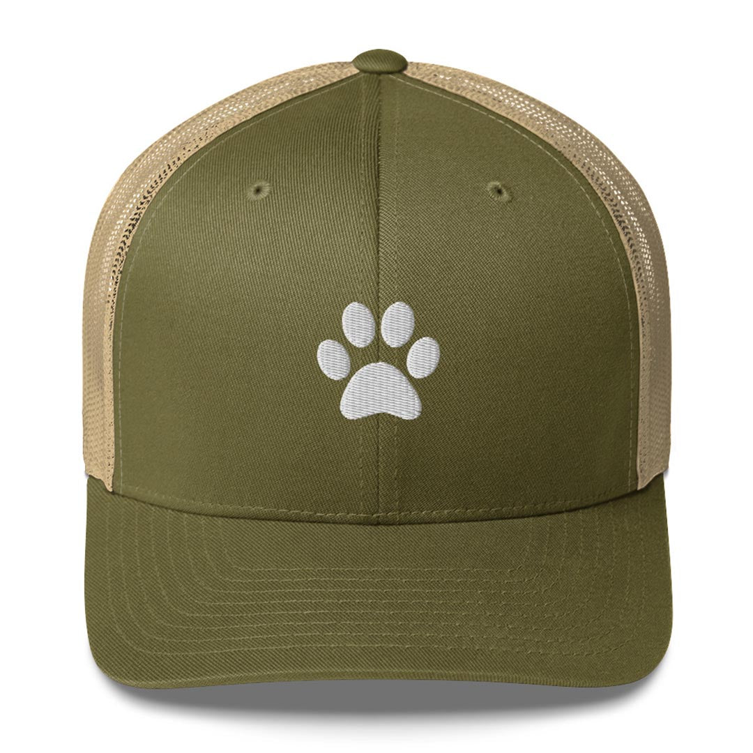 Paw print trucker cap made for German Shepherd lovers and owners, green color - GSD Colony