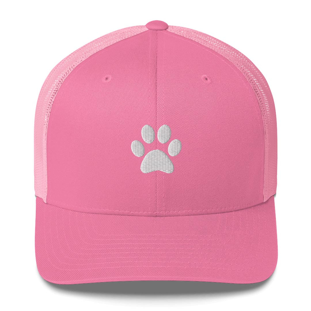 Paw print trucker cap made for German Shepherd lovers and owners, pink color - GSD Colony