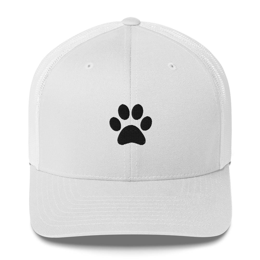 Paw print trucker cap made for German Shepherd lovers and owners, white color - GSD Colony