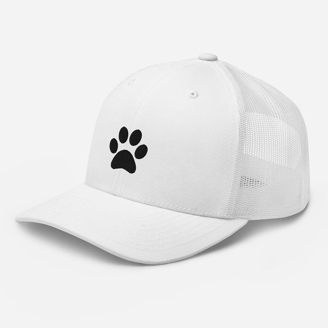 Paw print trucker cap made for German Shepherd lovers and owners, white color - GSD Colony