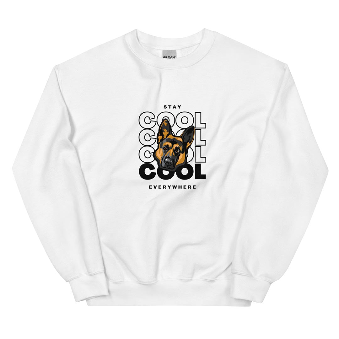 Stay cool German Shepherd sweatshirt, white color - GSD Colony