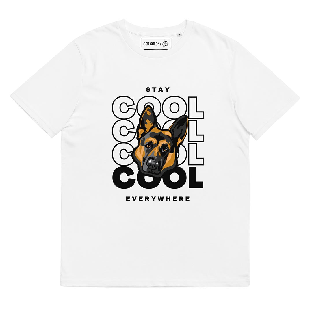 Stay cool German Shepherd T-Shirt, White color - GSD Colony