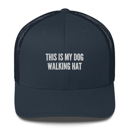 This is my dog walking hat trucker cap made for German Shepherd lovers and owners, navy blue color - GSD Colony