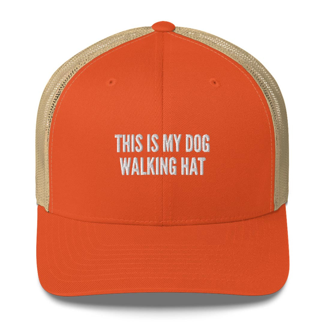 This is my dog walking hat trucker cap made for German Shepherd lovers and owners, orange color - GSD Colony