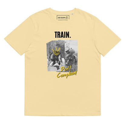 Train, Don't Complain German Shepherd Tshirt for lovers and owners, yellow color - GSD Colony