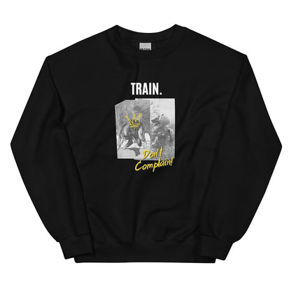 Train, don't complain sweatshirt for German Shepherd lovers and owners, black color - GSD Colony
