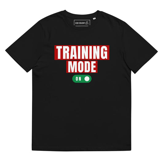 Training mode on German Shepherd lovers and owners t-shirt, black color - GSD Colony