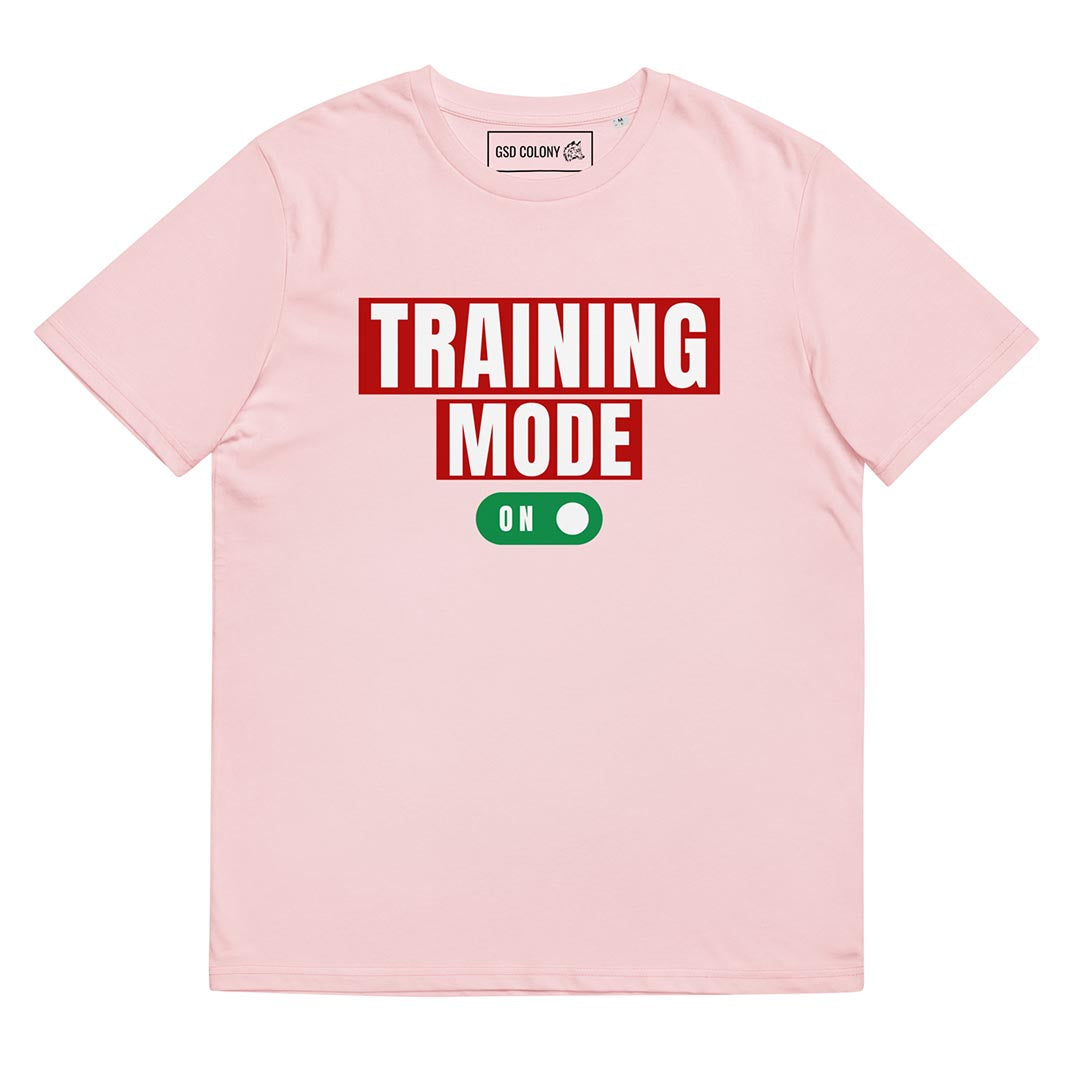 Training mode on German Shepherd lovers and owners t-shirt, pink color - GSD Colony