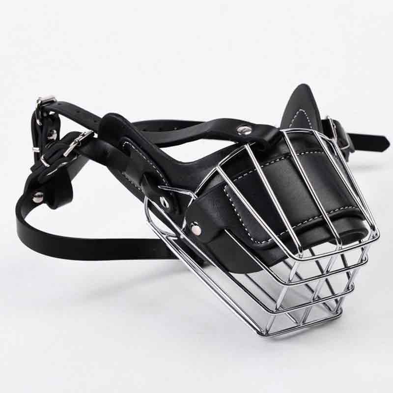 German Shepherd Adjustable Black Leather Dog Metal Muzzle  - Gsdcolony.com