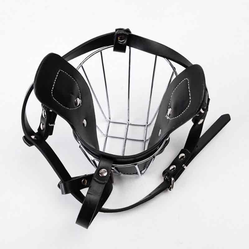 Black Leather Dog Metal Muzzle, Wire Basket for German Shepherd Dogs - GSD Colony