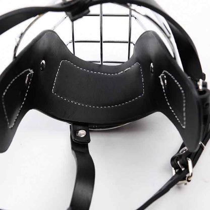 Black Leather German Shepherd Dog Metal Muzzle, Adjustable Dog Wire Basket  - Gsdcolony.com