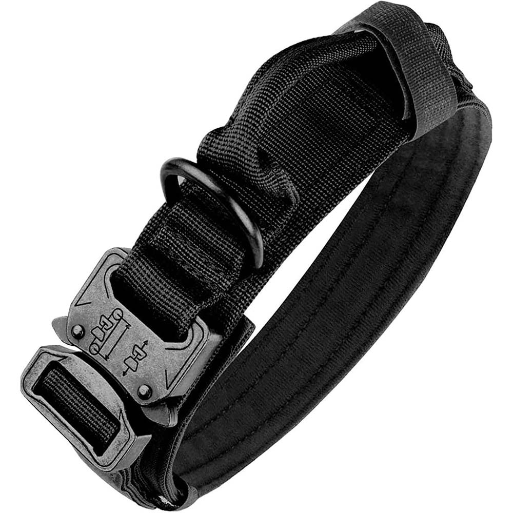 Black Tactical collar with handle for German Shepherds