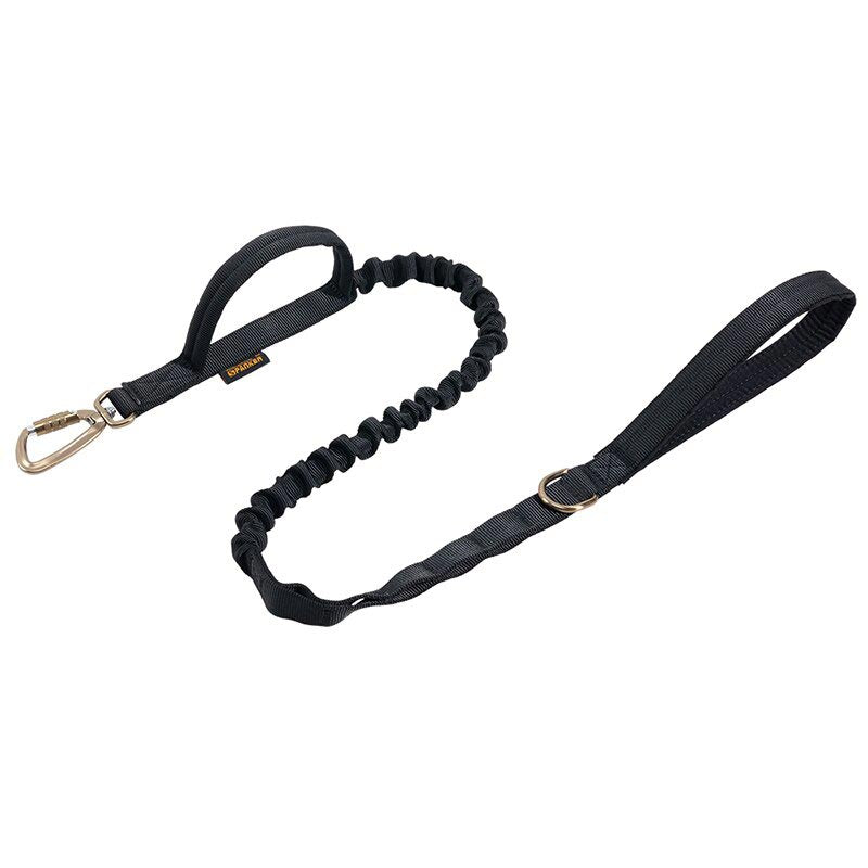 Carabiner Black Dog Leash With Double Handle, Elastic Nylon Dog Leash - GSD Colony Shop