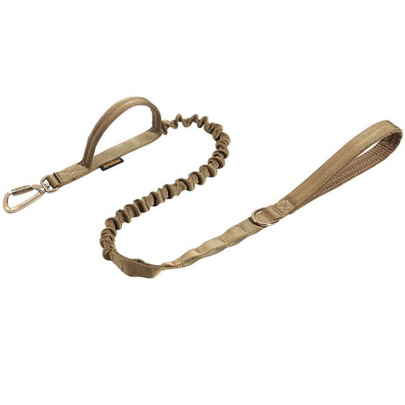 Carabiner Khaki Dog Leash With Double Handle, Elastic Nylon Dog Leash - GSD Colony Shop